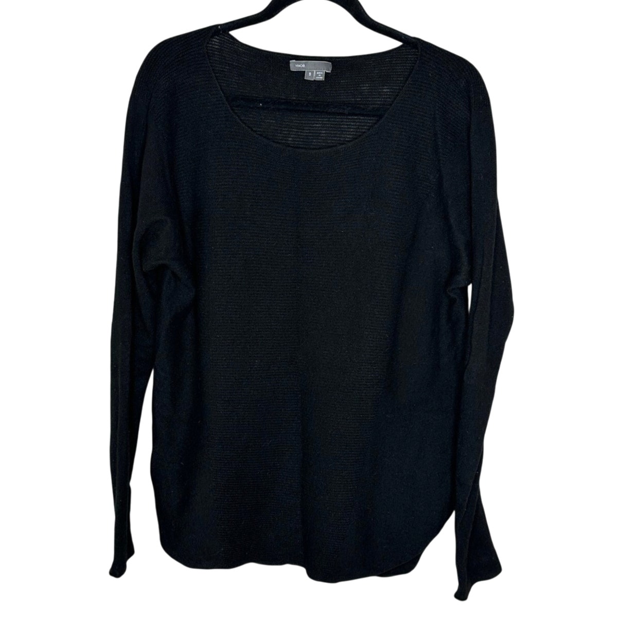 Vince 100% Cashmere Black Ribbed Pullover Sweater Size S Quiet Luxury Euc